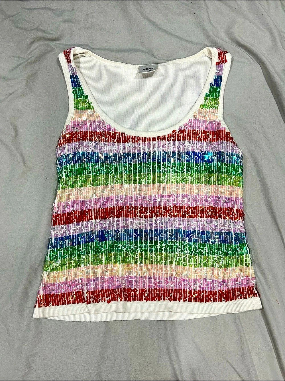 Y2K Multicolor Sequin Striped Tank Top